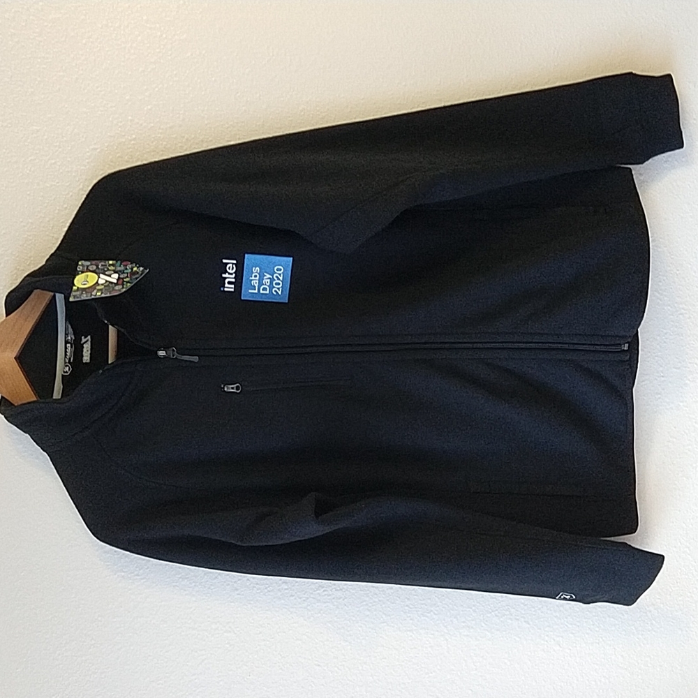 Zusa Intel Midtown Fleece Full Zip Black Sweatshirt Jacket Medium